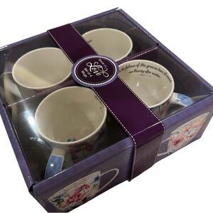 Love Set of Floral Mugs with Purple Box
